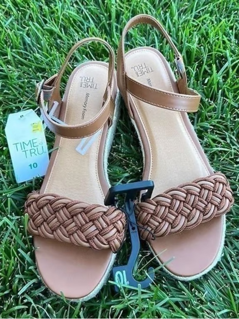 Time and Tru Tan Braided Front Slingback Sandals - Women's